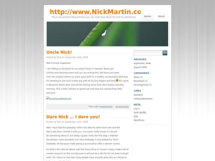 nickmartin.com as captured 2008-09-28